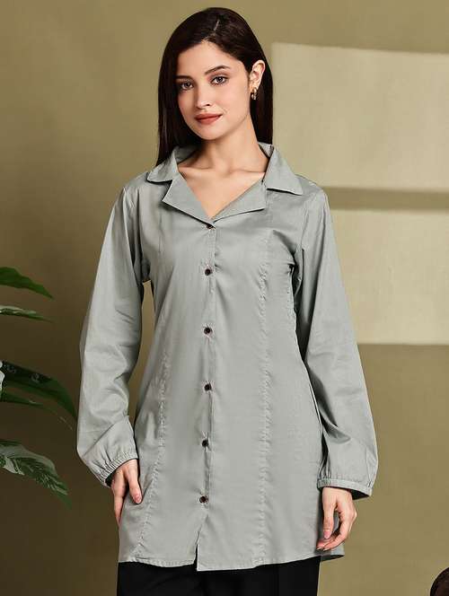 women lapel collar long sleeve regular fit shirt - 22185015 -  Standard Image - 0