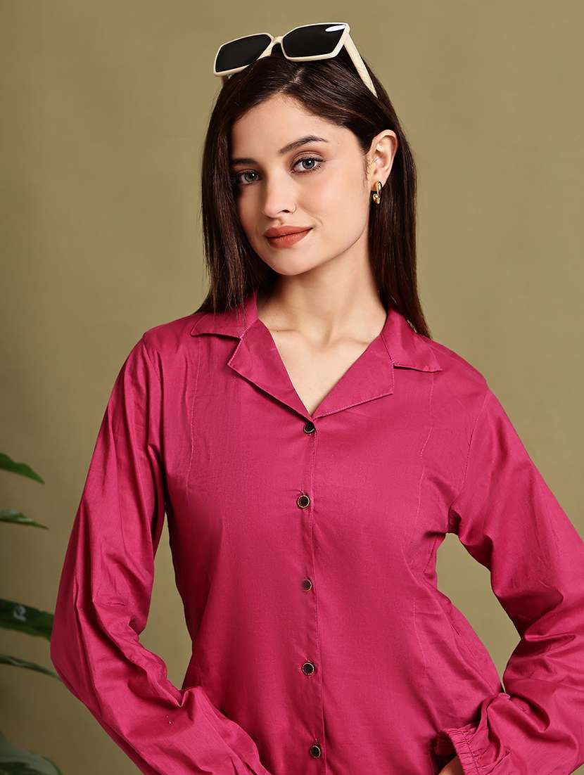 women lapel collar long sleeve regular fit shirt - 22185016 -  Standard Image - 5