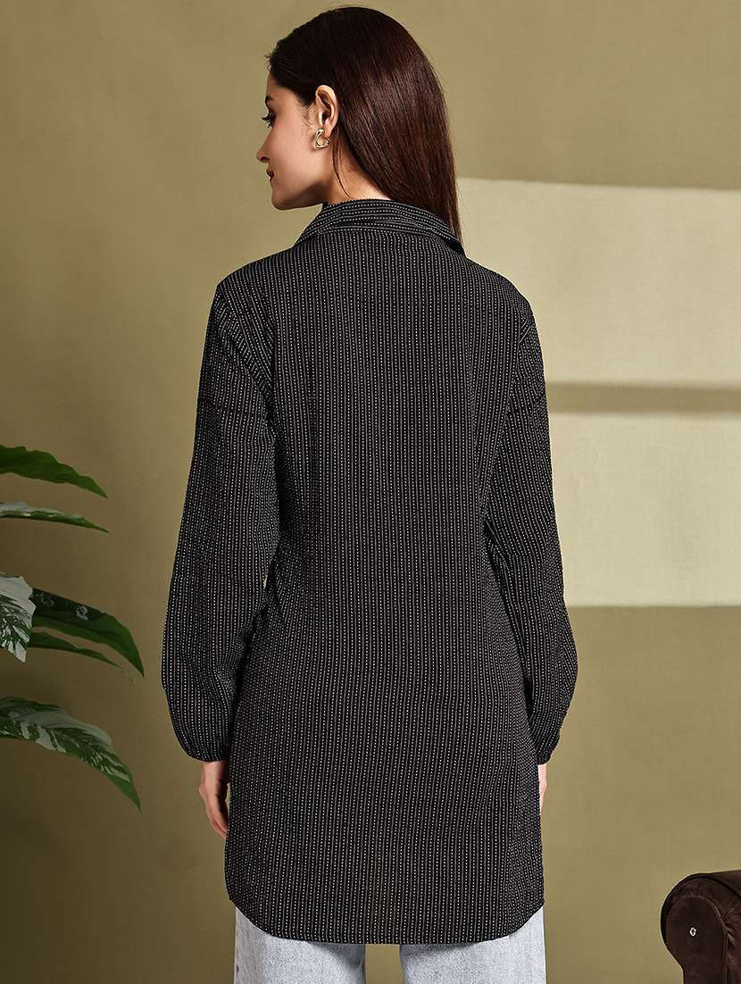 women lapel collar long sleeve regular fit shirt - 22185018 -  Standard Image - 3