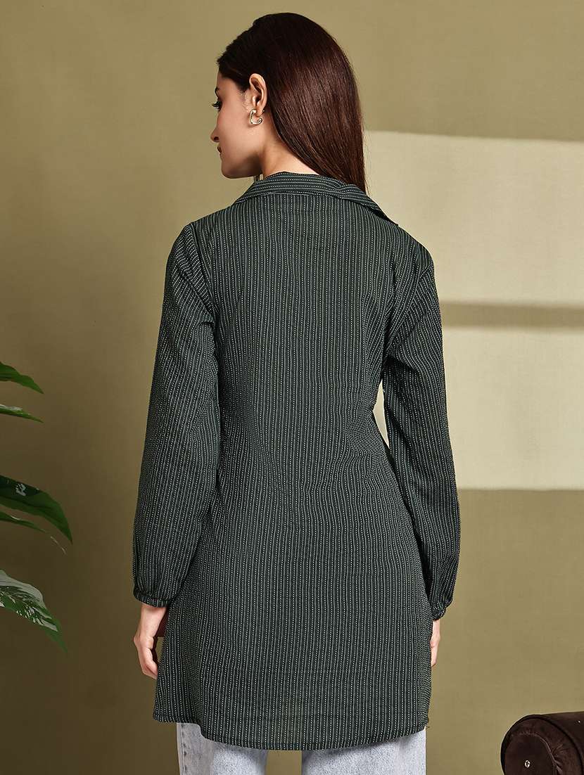 women lapel collar long sleeve regular fit shirt - 22185021 -  Standard Image - 3