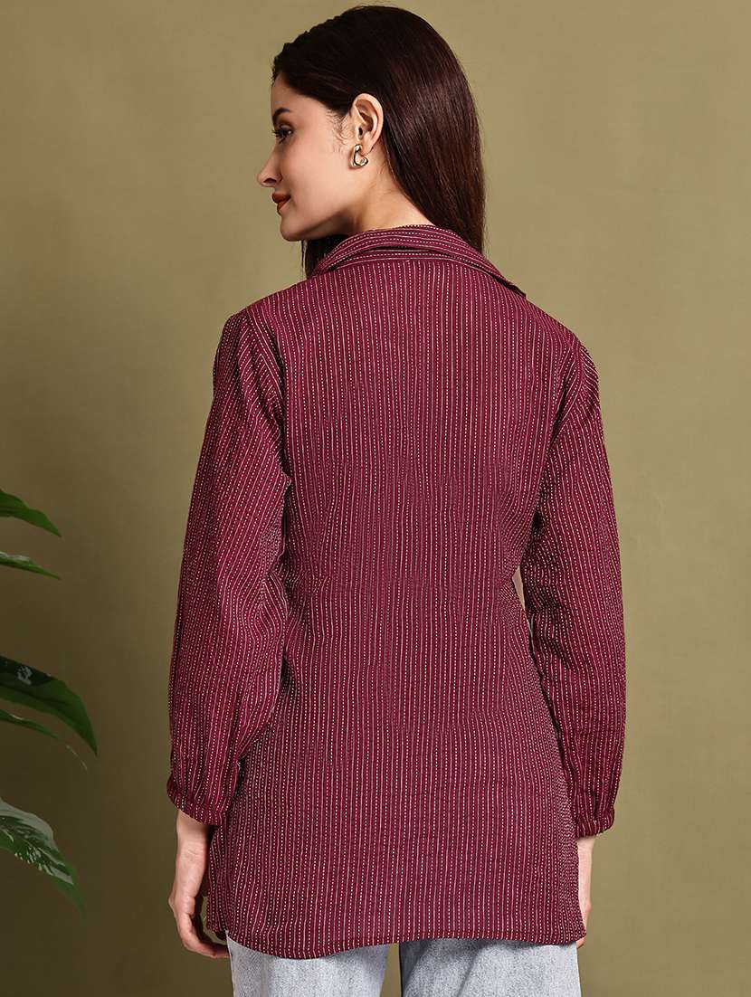 women lapel collar long sleeve regular fit shirt - 22185022 -  Standard Image - 3