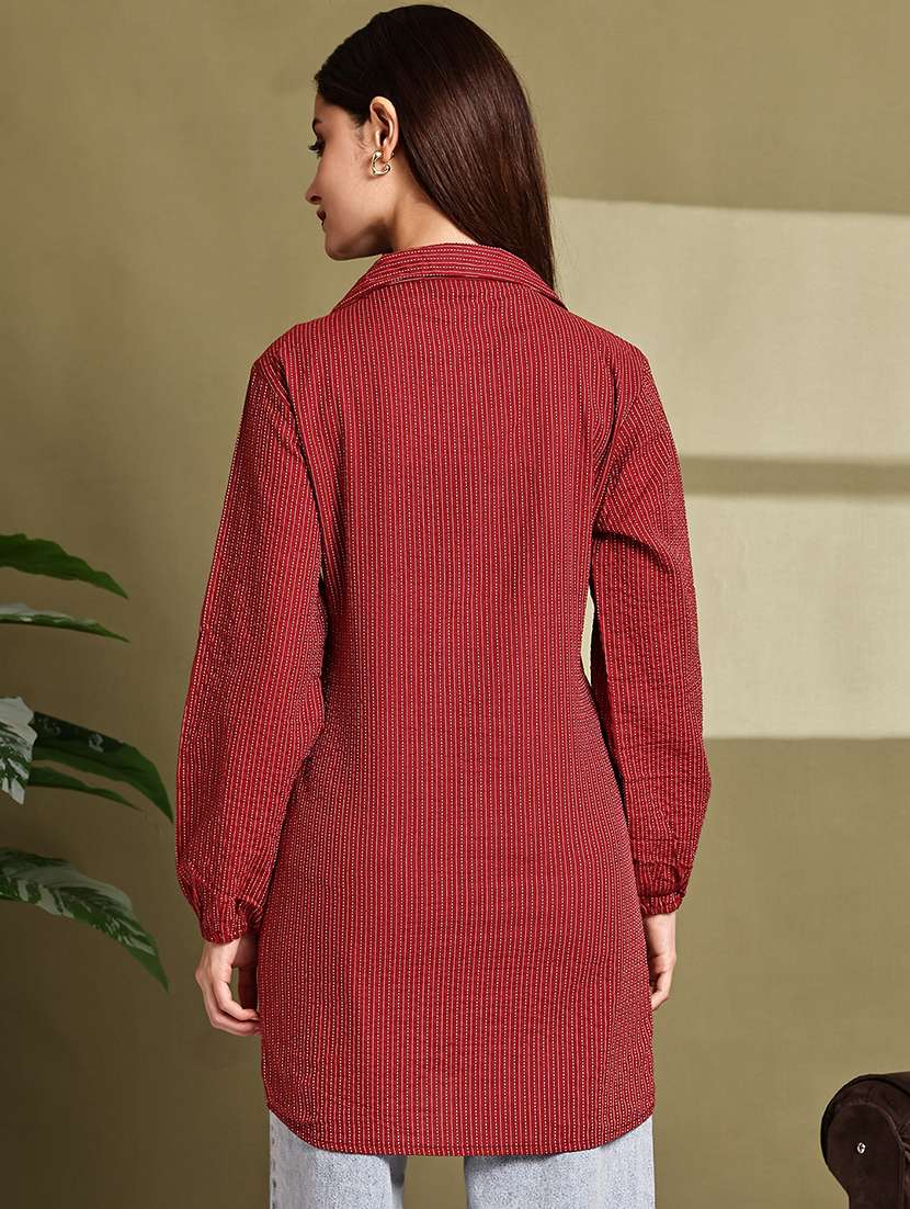 women lapel collar long sleeve regular fit shirt - 22185023 -  Standard Image - 3