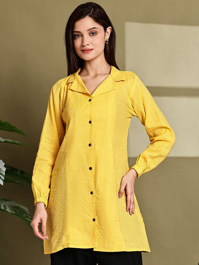 women lapel collar long sleeve regular fit shirt