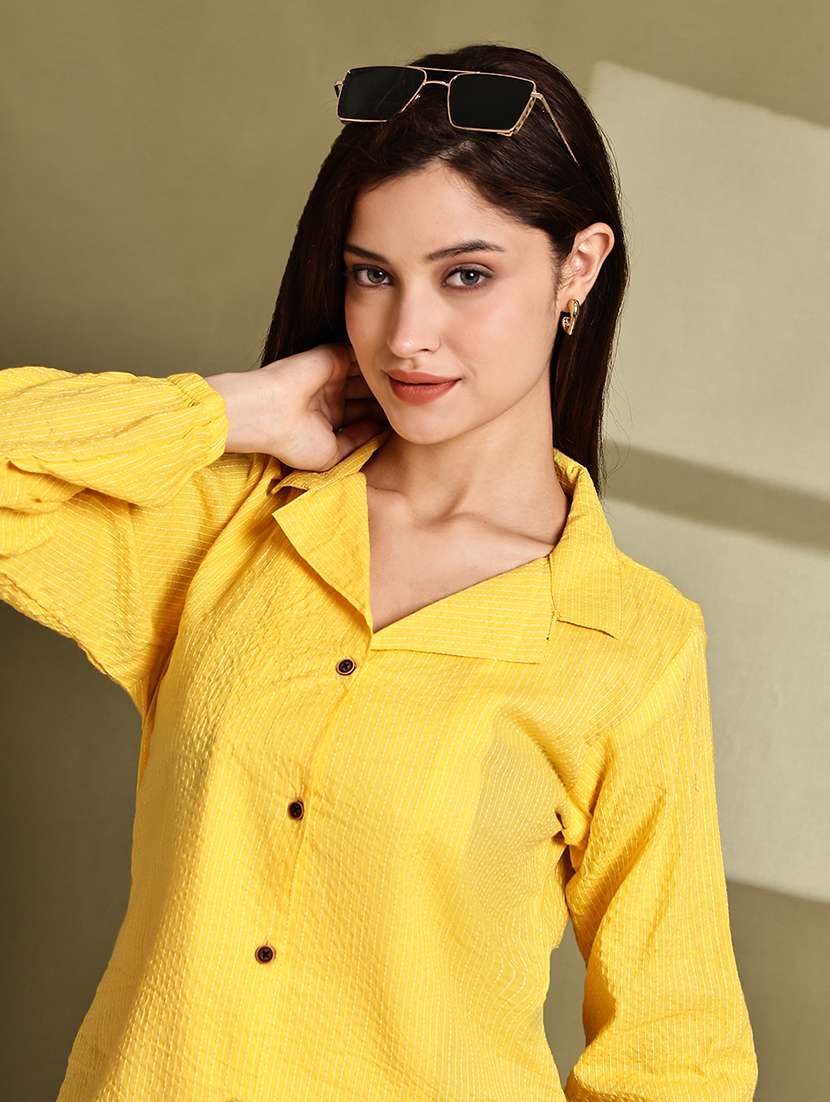 women lapel collar long sleeve regular fit shirt - 22185024 -  Standard Image - 5