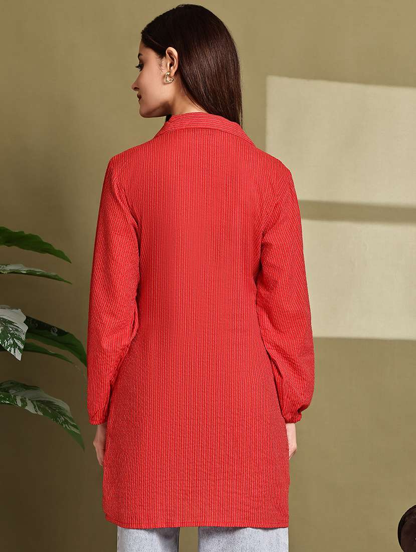 women lapel collar long sleeve regular fit shirt - 22185026 -  Standard Image - 3