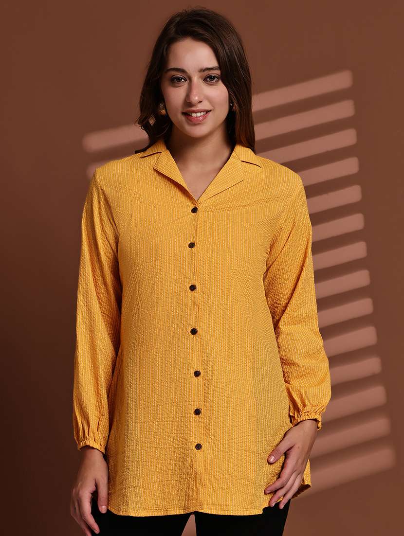 women lapel collar long sleeve regular fit shirt