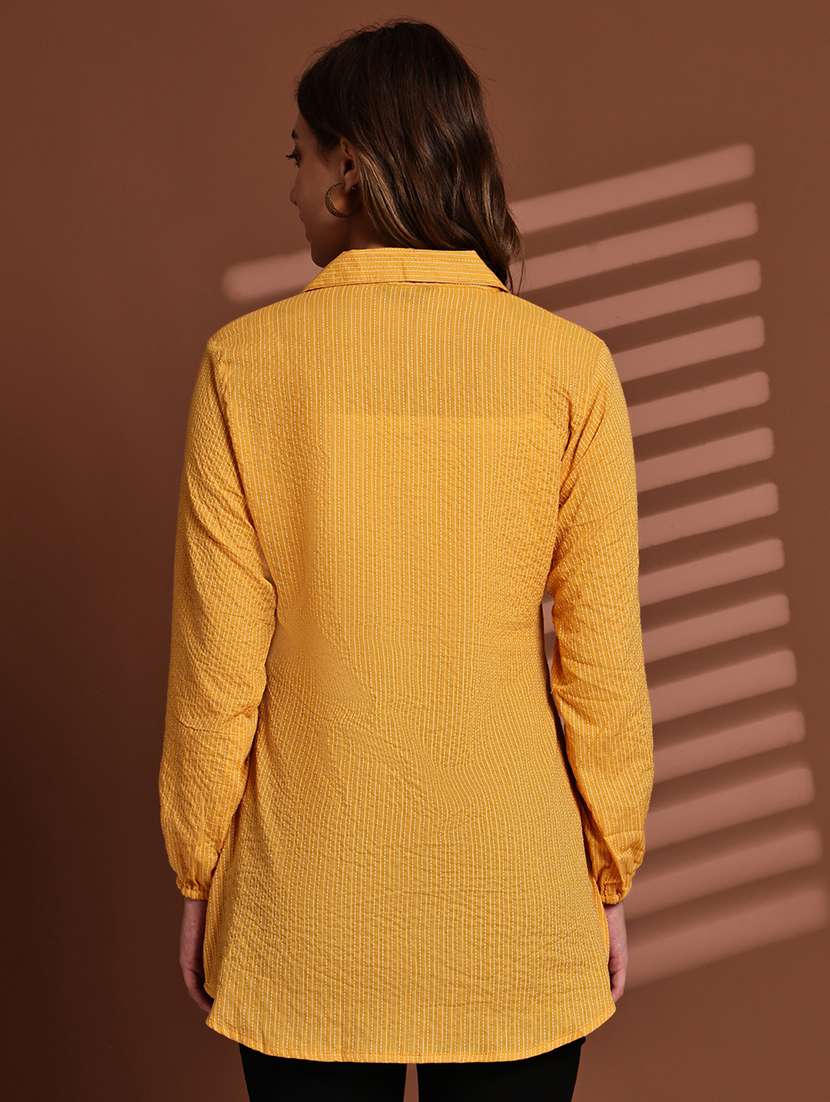 women lapel collar long sleeve regular fit shirt - 22185027 -  Standard Image - 3