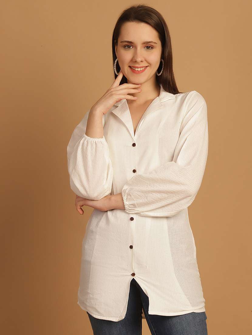women lapel collar long sleeve regular fit shirt