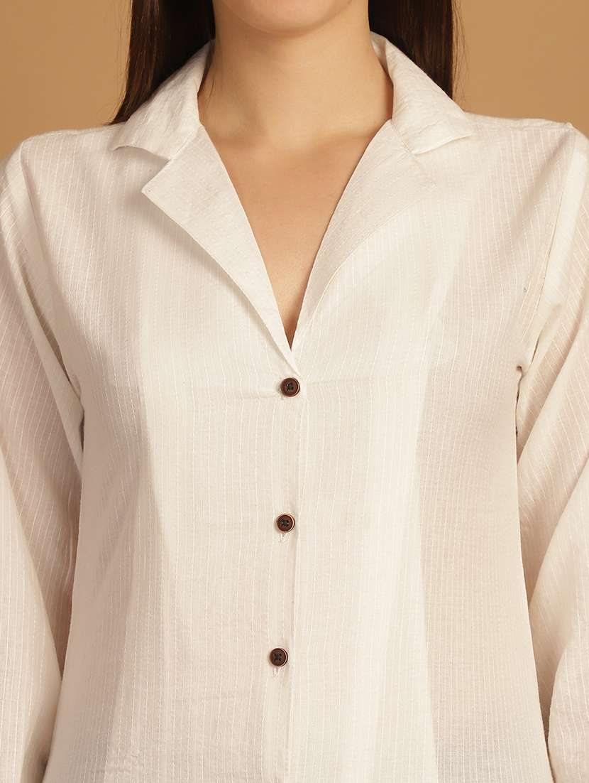 women lapel collar long sleeve regular fit shirt - 22185029 -  Standard Image - 5