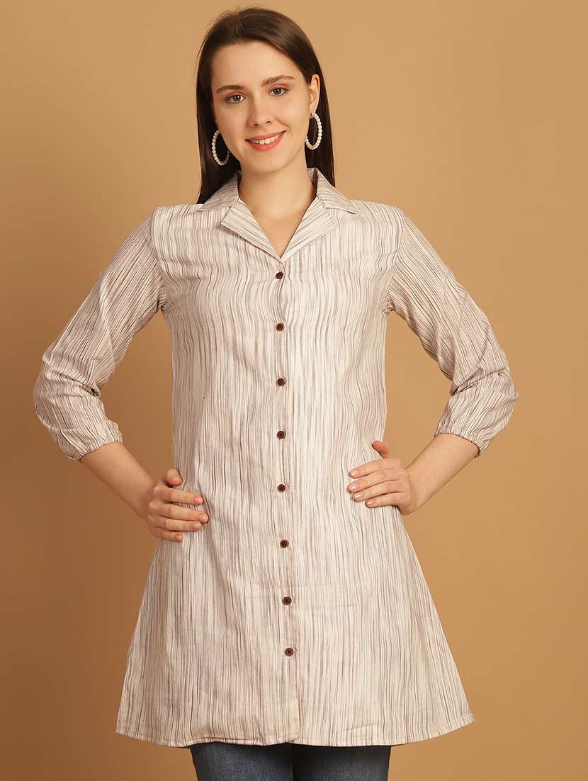 women lapel collar long sleeve regular fit shirt