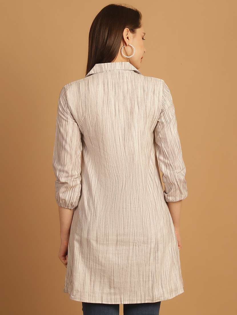 women lapel collar long sleeve regular fit shirt - 22185030 -  Standard Image - 3