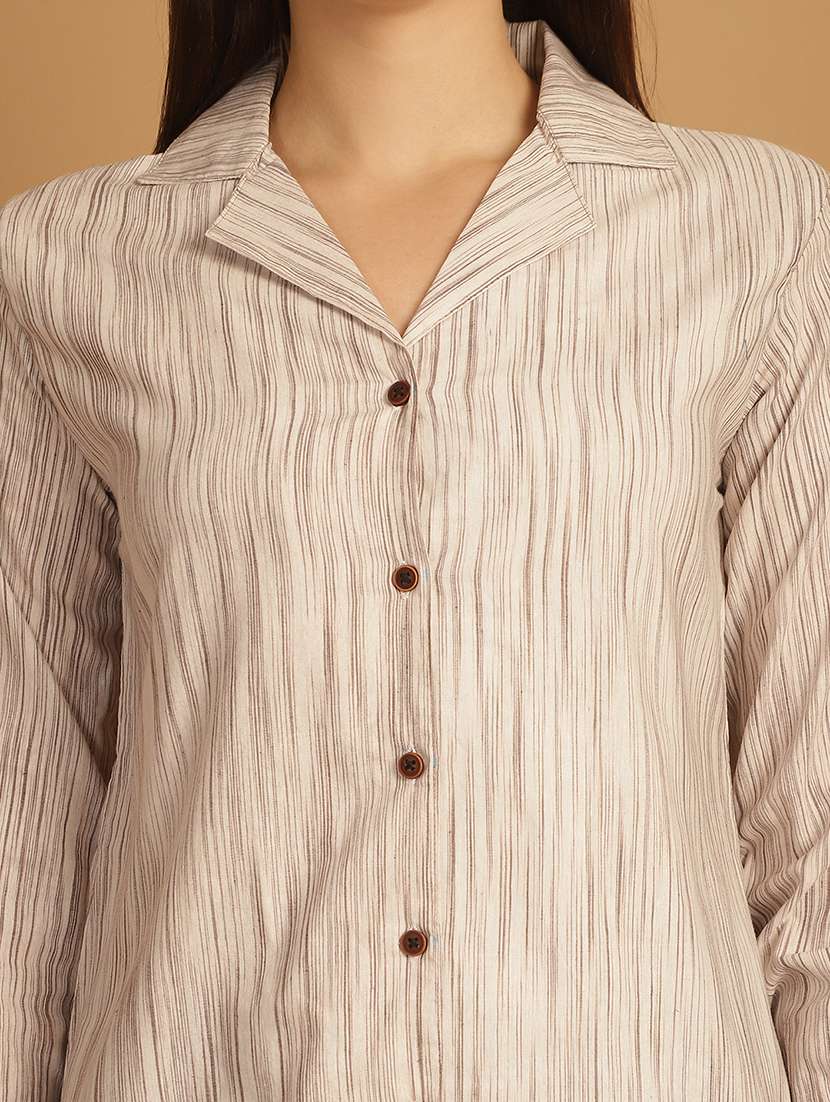 women lapel collar long sleeve regular fit shirt - 22185030 -  Standard Image - 5