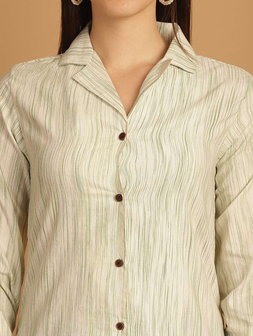 women lapel collar long sleeve regular fit shirt - 22185031 -  Standard Image - 5