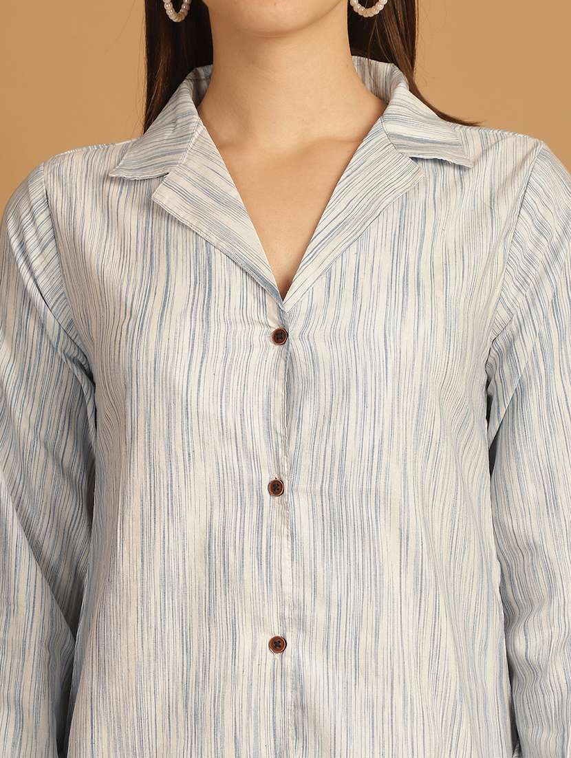 women lapel collar long sleeve regular fit shirt - 22185032 -  Standard Image - 5