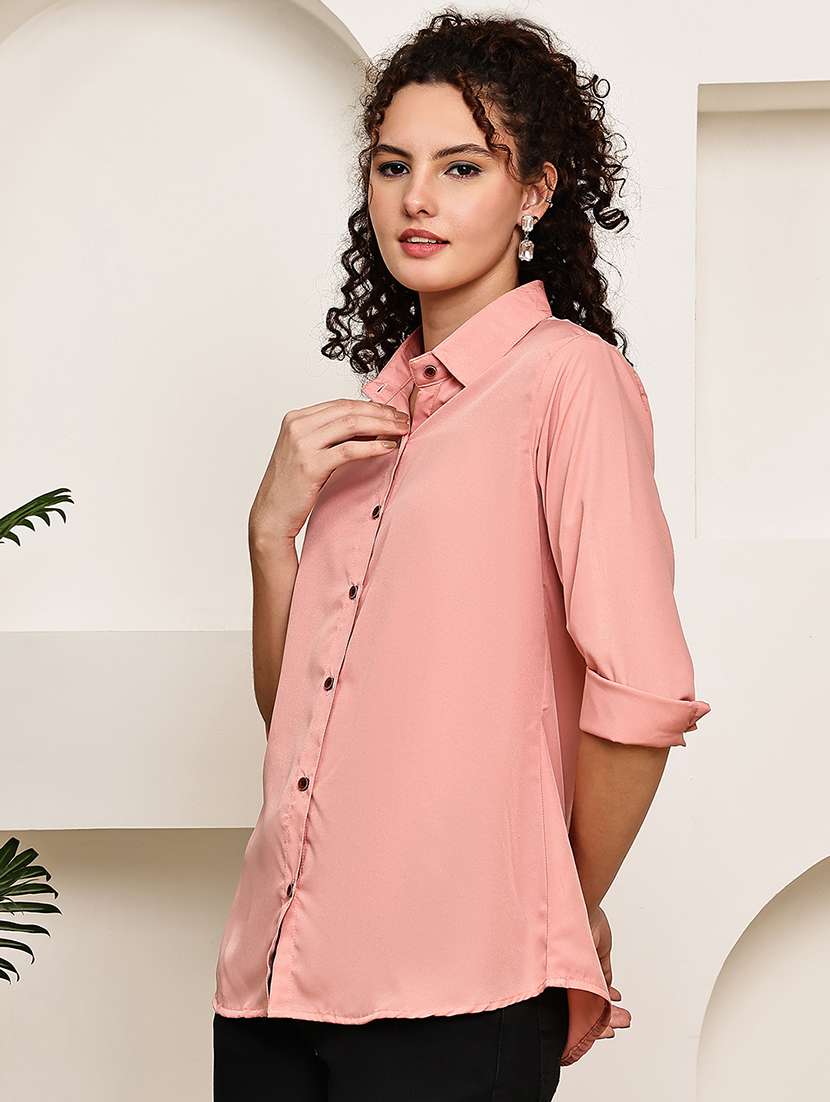 women collared roll up sleeve regular fit shirt - 22185036 -  Standard Image - 3