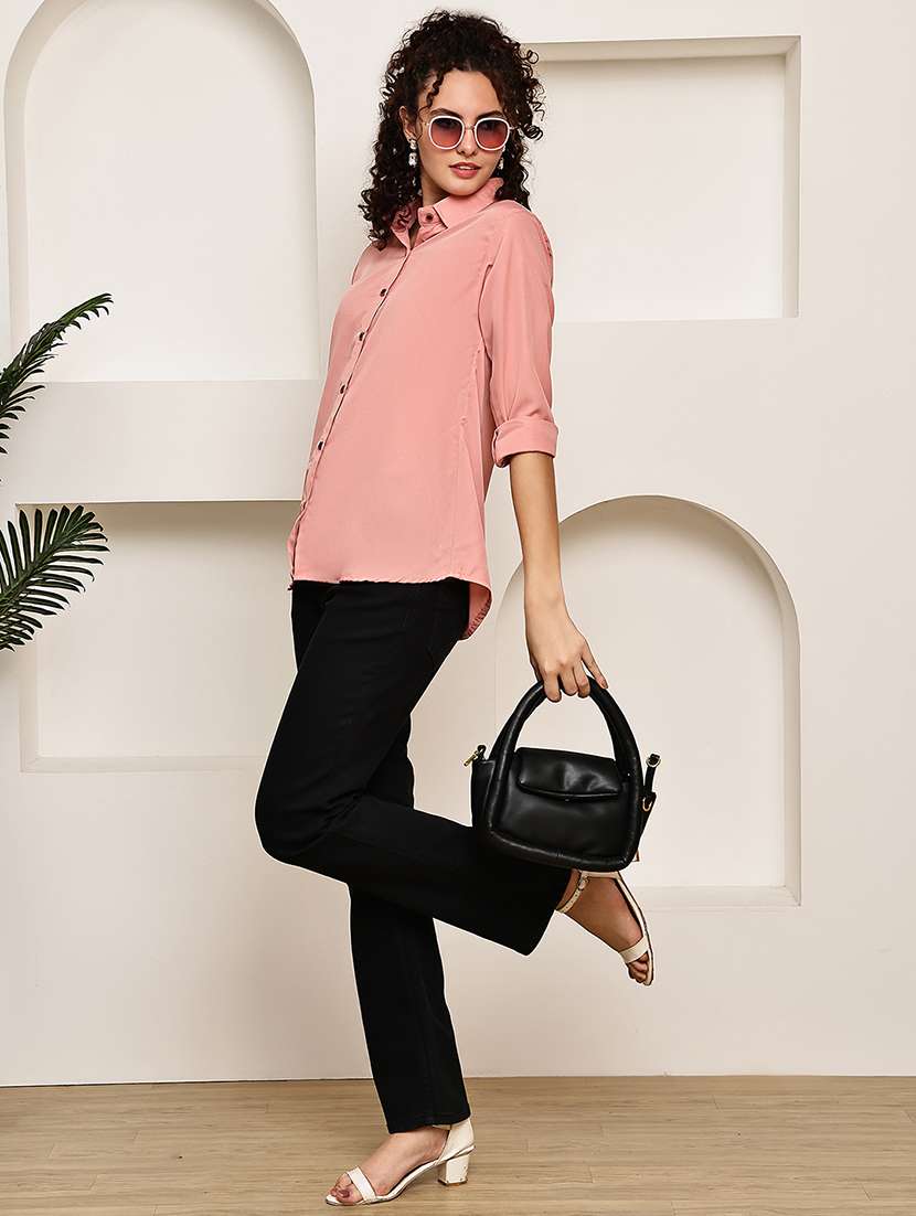 women collared roll up sleeve regular fit shirt - 22185036 -  Standard Image - 5