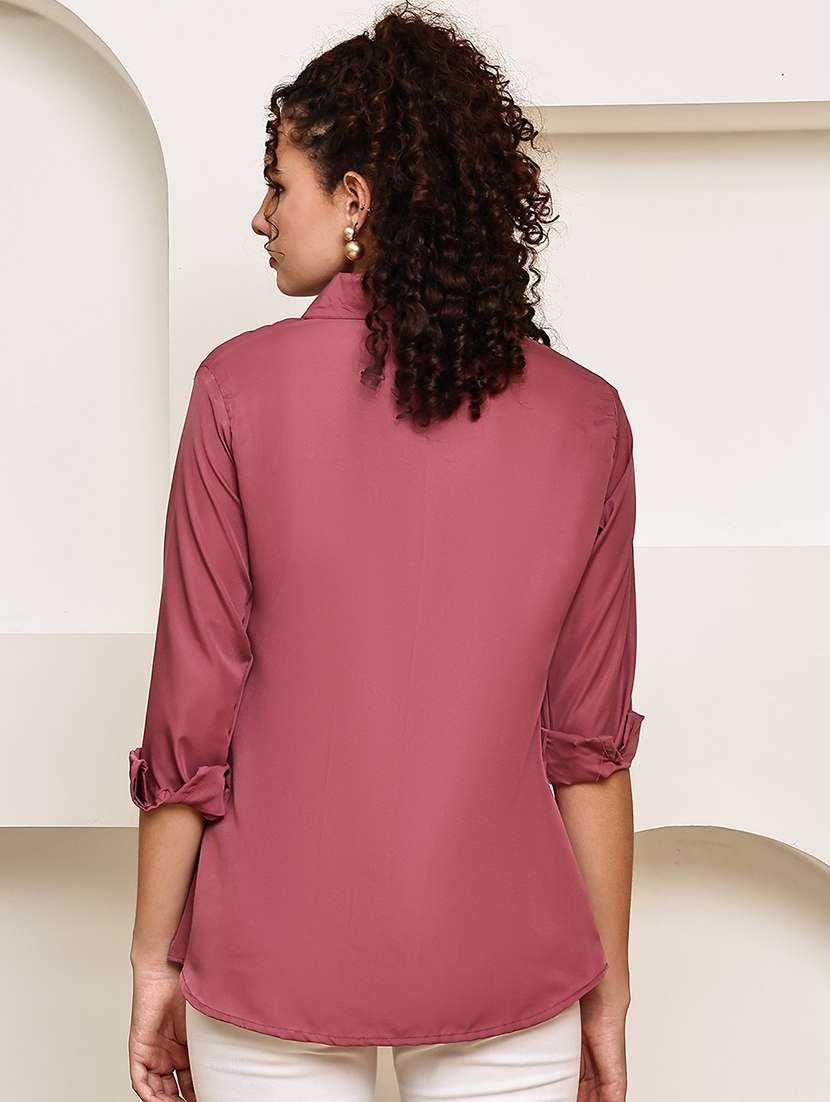 women collared roll up sleeve regular fit shirt - 22185037 -  Standard Image - 3