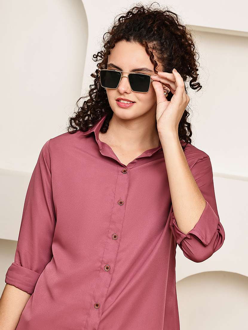 women collared roll up sleeve regular fit shirt - 22185037 -  Standard Image - 5