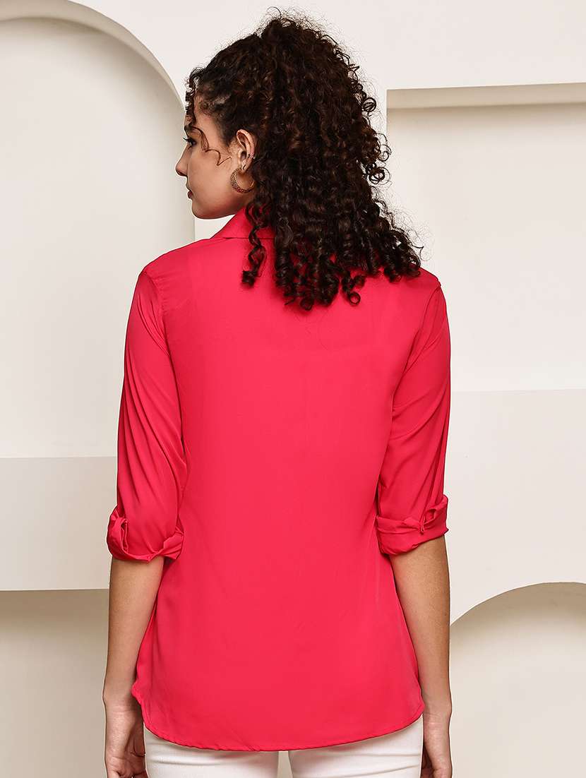 women collared roll up sleeve regular fit shirt - 22185039 -  Standard Image - 3