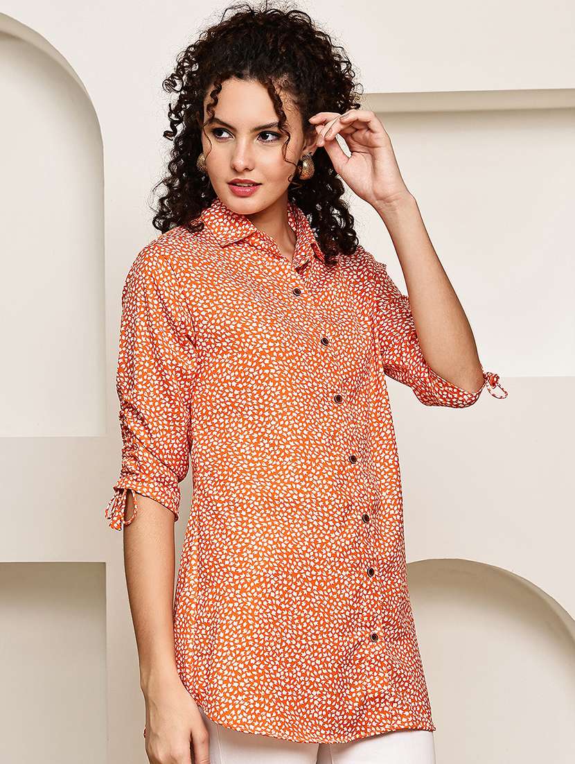 women collared three quarter sleeve regular fit shirt - 22185040 -  Standard Image - 3