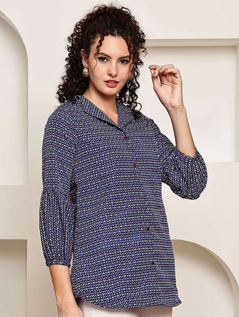 women collared puff sleeve regular fit shirt - 22185041 -  Standard Image - 3