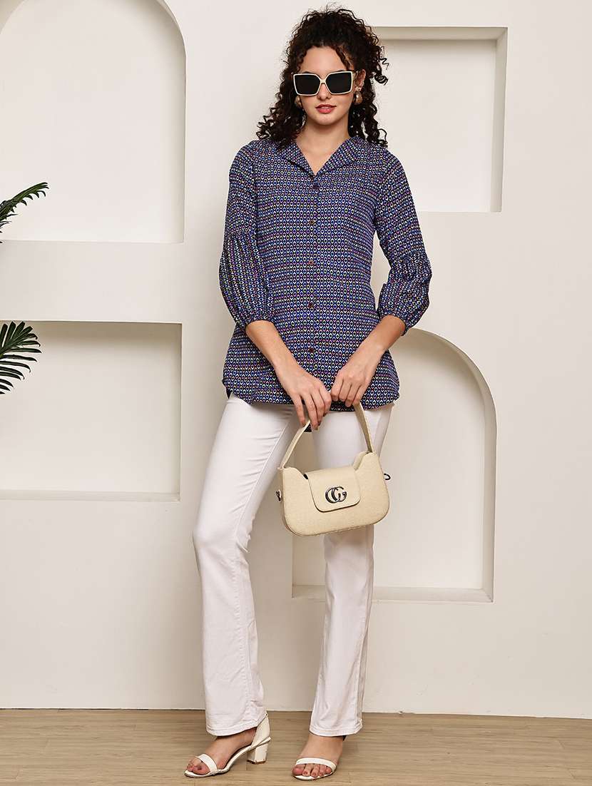 women collared puff sleeve regular fit shirt - 22185041 -  Standard Image - 5