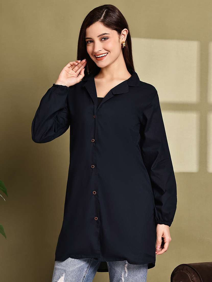 women lapel collar long sleeve regular fit shirt - 22185045 -  Standard Image - 3