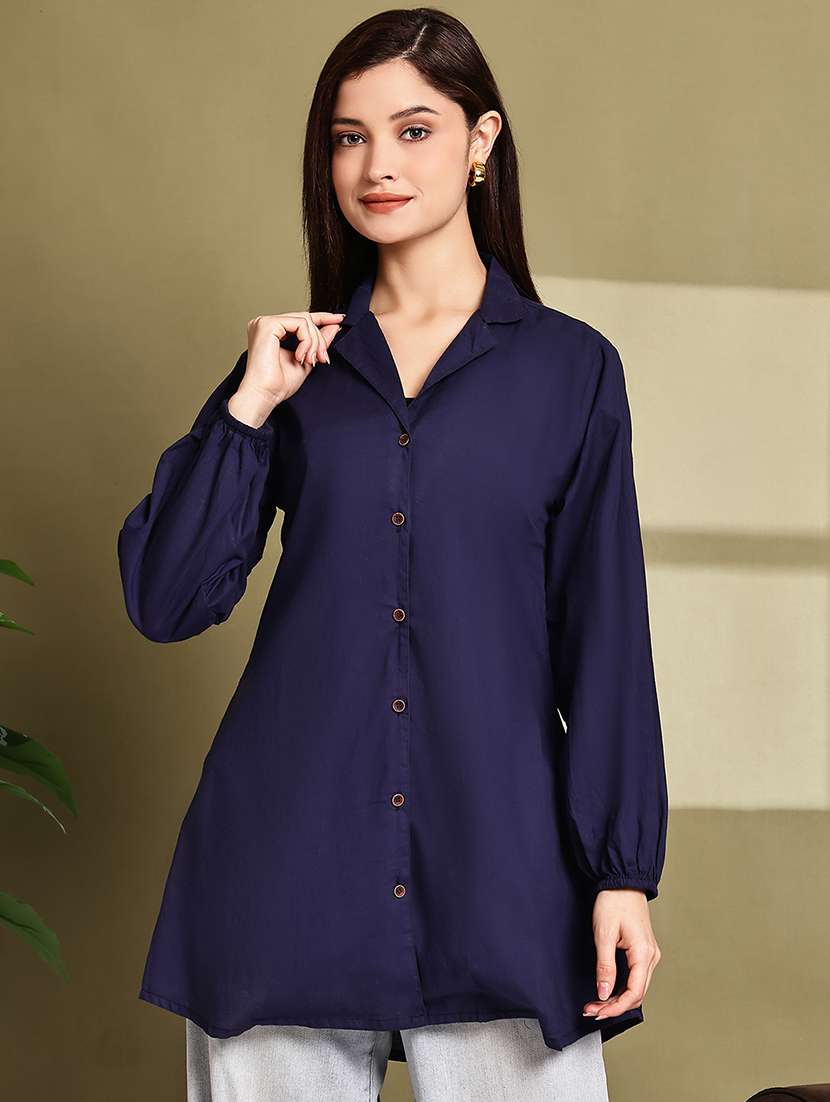 women lapel collar long sleeve regular fit shirt