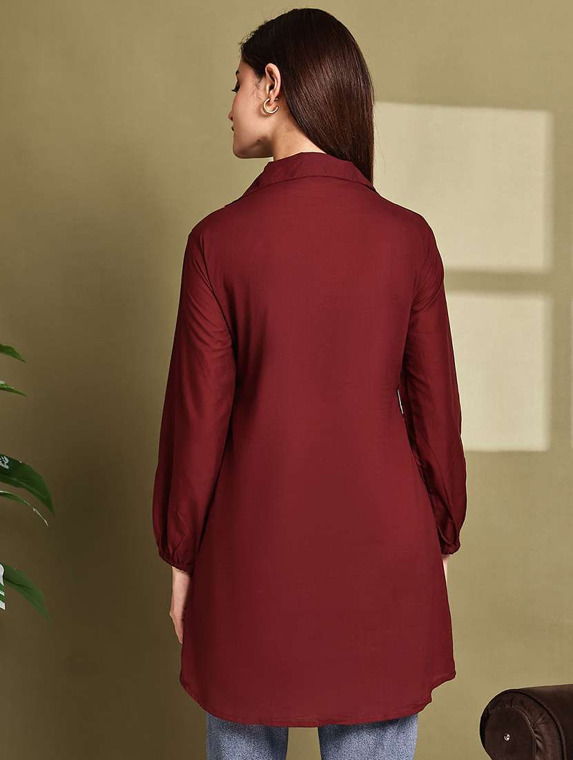 women lapel collar long sleeve regular fit shirt - 22185047 -  Standard Image - 3