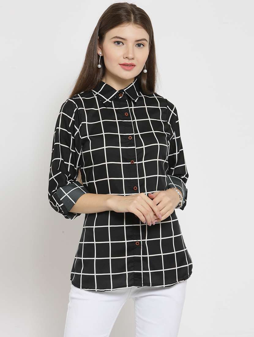 women collared long sleeve regular fit shirt