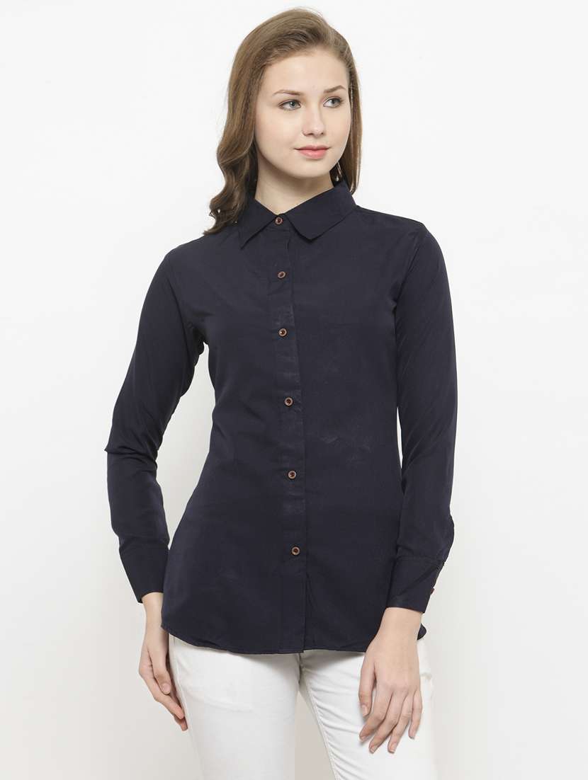 women collared long sleeve regular fit shirt