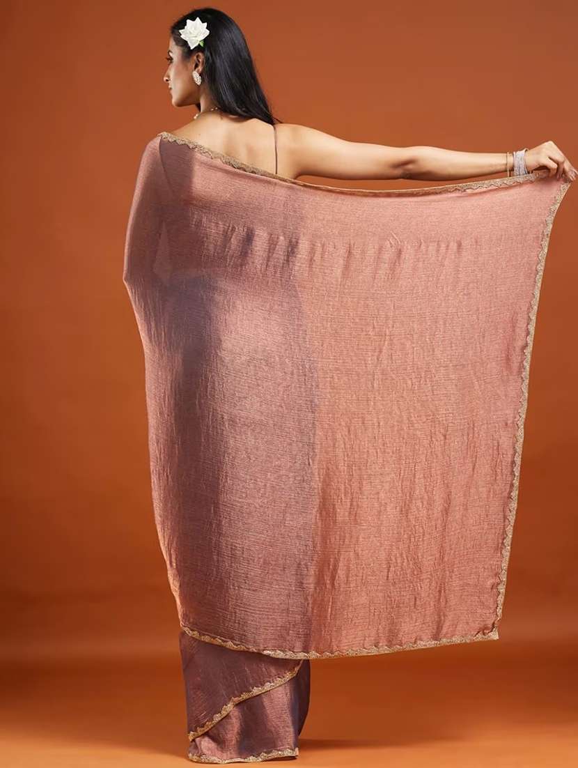 women solid with embellished bordered saree with blouse - 22185054 -  Standard Image - 3