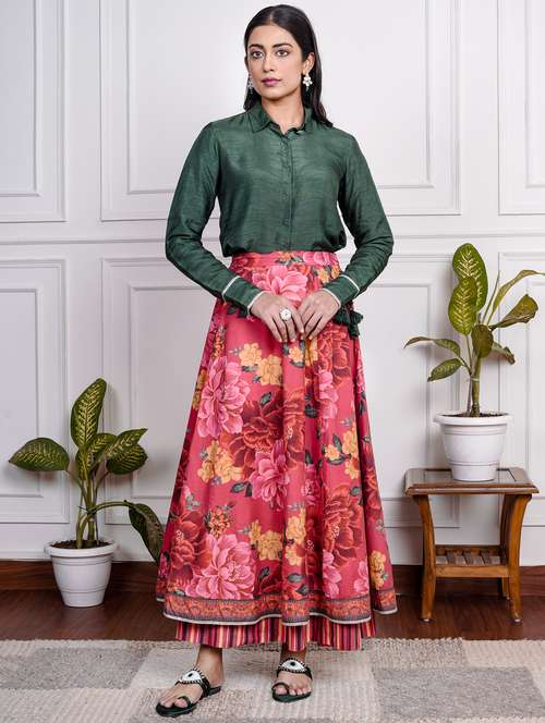 women solid long sleeve skirt top set - 22185063 -  Standard Image - 0