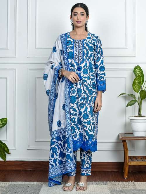 women floral long sleeve kurta pant with dupatta set - 22185070 -  Standard Image - 0