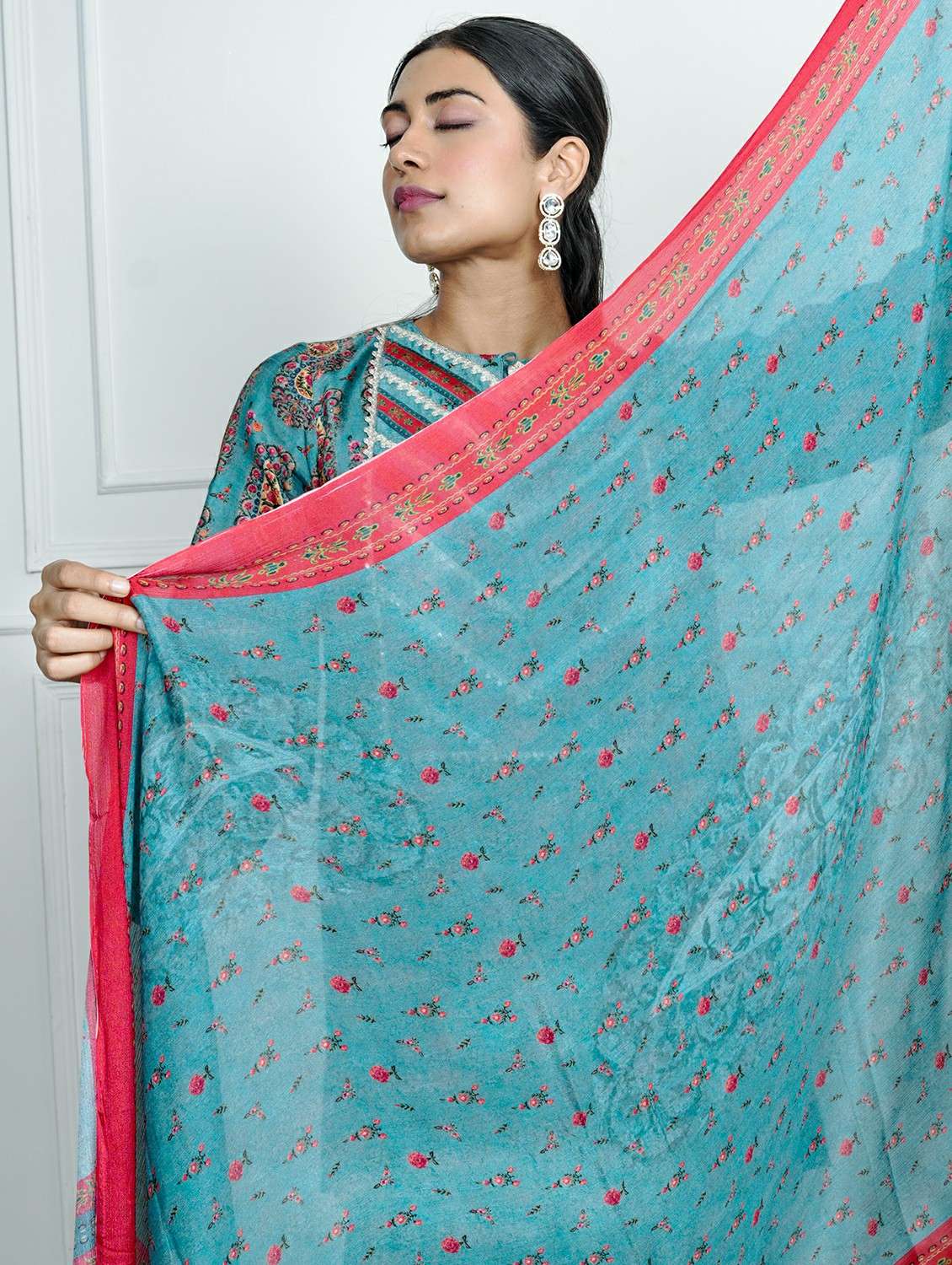 women printed long sleeve kurta salwar with dupatta set - 22185087 -  Standard Image - 5