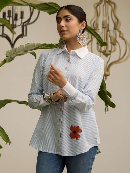 women striped long sleeve regular fit shirt - 22185111 -  Standard Image - 0