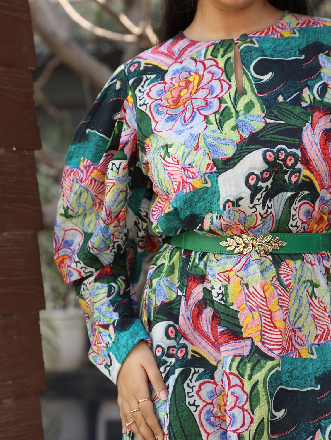 women printed puff sleeve a-line dress - 22185113 -  Standard Image - 3