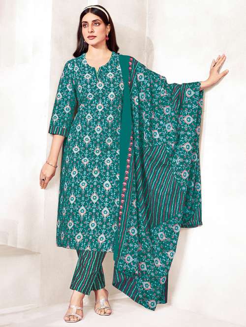 women printed three quarter sleeve kurta pant with dupatta set - 22185118 -  Standard Image - 0
