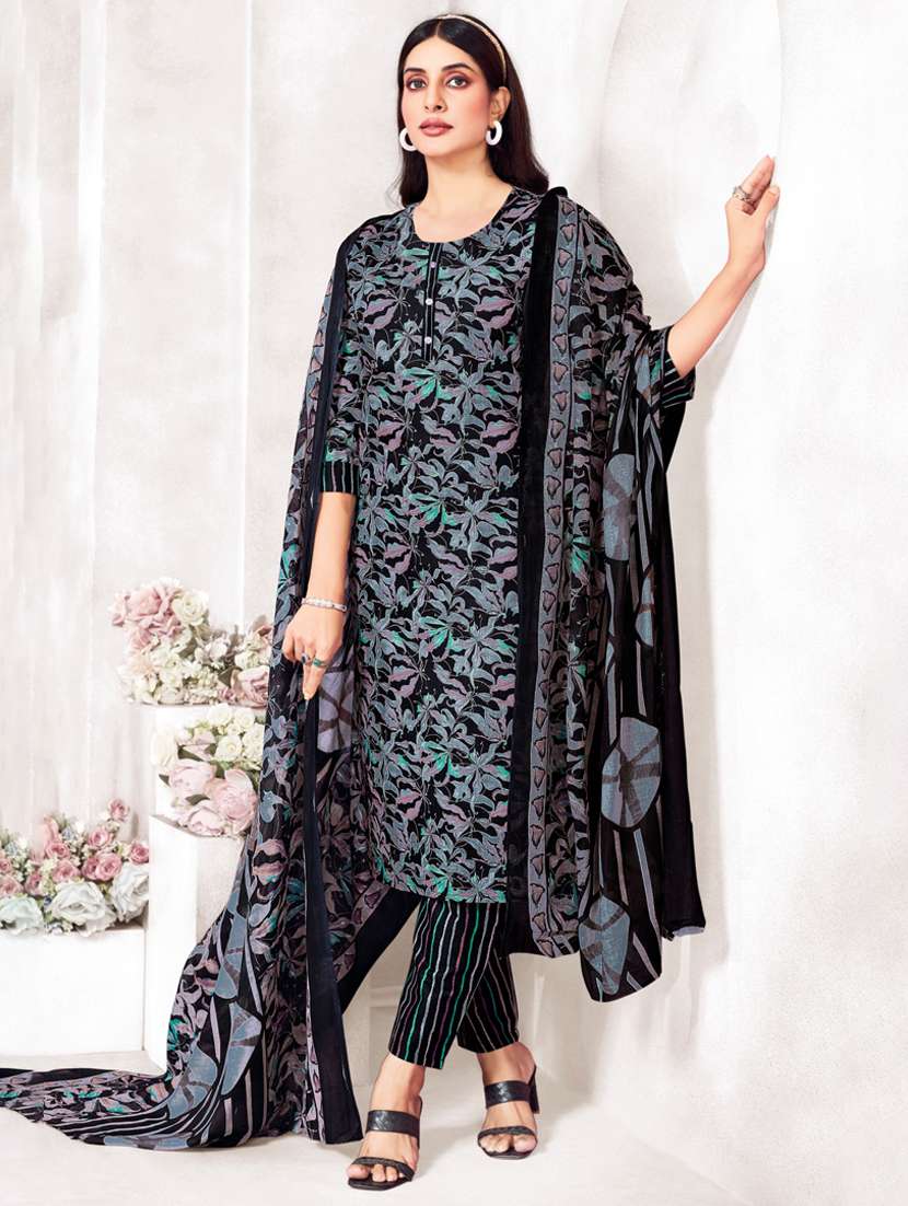 women printed three quarter sleeve kurta pant with dupatta set