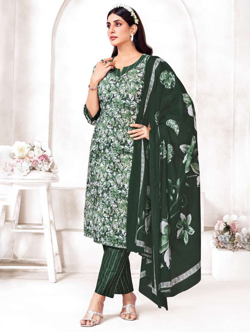 women floral printed three quarter sleeve kurta pant with dupatta set