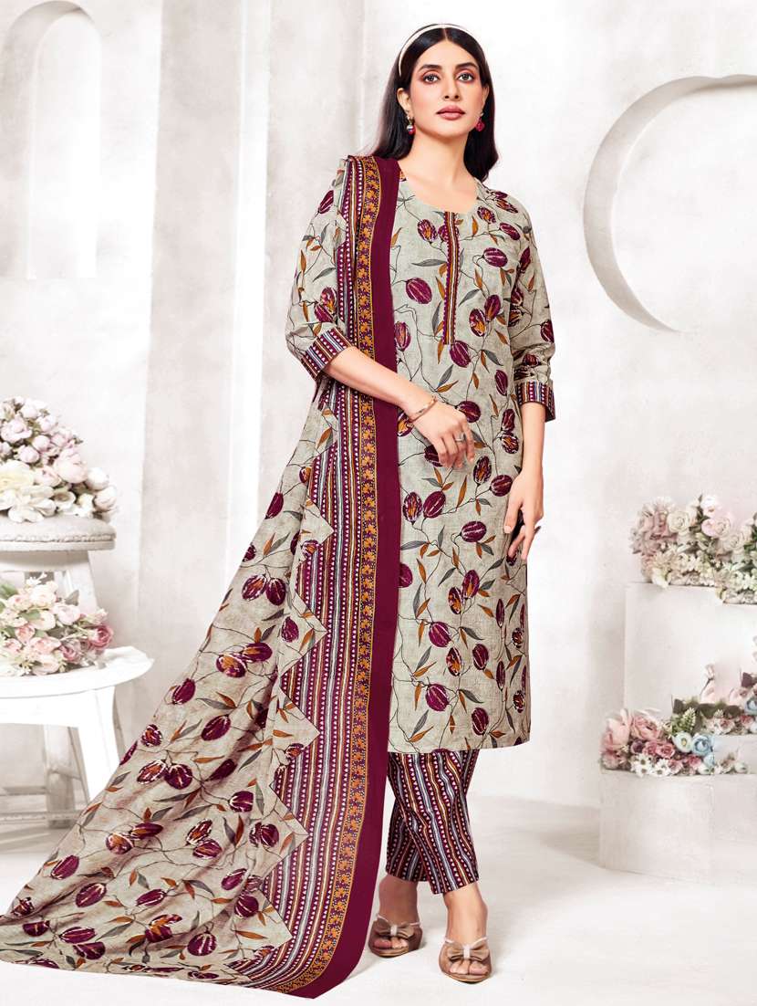 women printed three quarter sleeve kurta pant with dupatta set