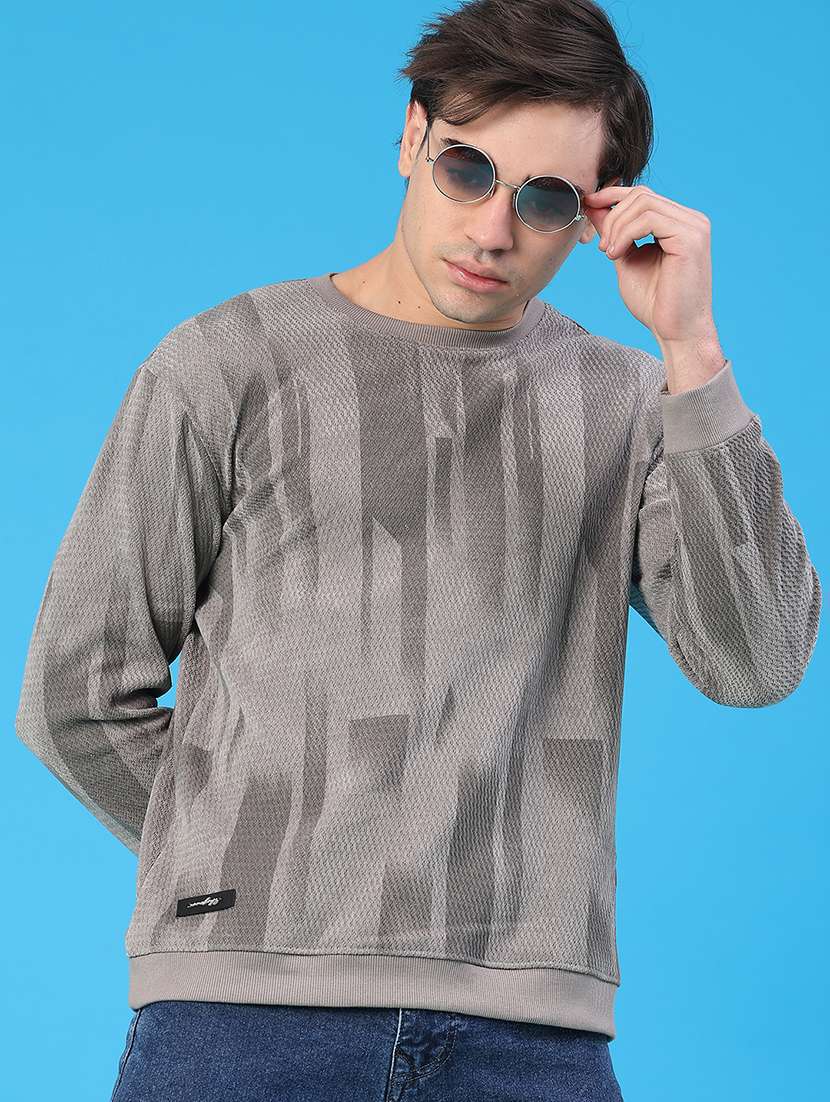 men printed long sleeve regular fit sweatshirt