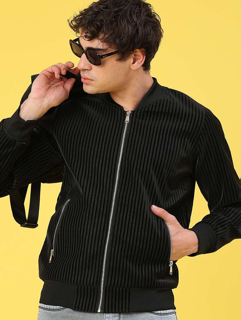 men printed long sleeve bomber jacket