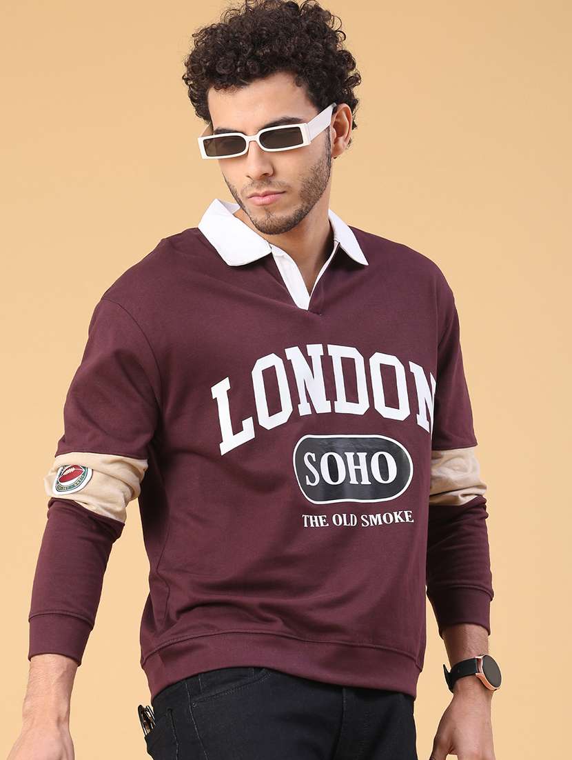 men typographic long sleeve regular fit sweatshirt