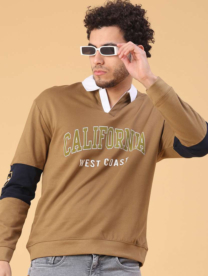 men typographic long sleeve regular fit sweatshirt