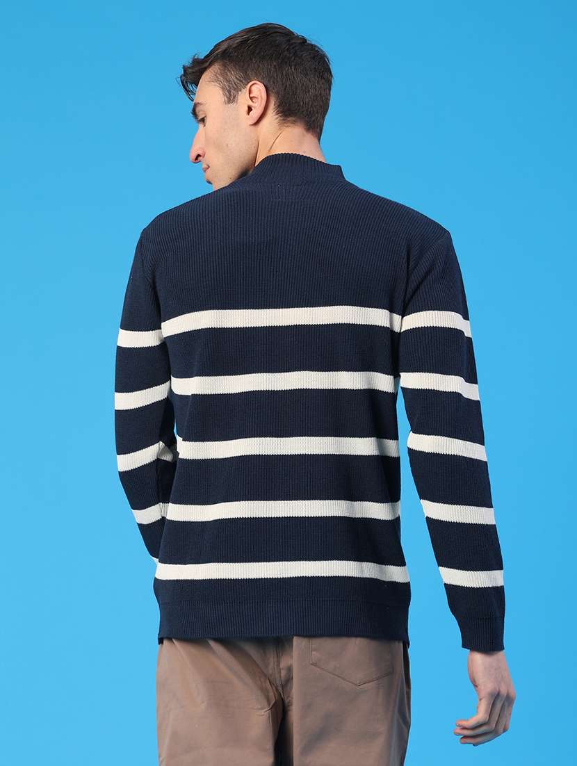 men striped long sleeve stand collar pullover - 22185334 -  Standard Image - 3