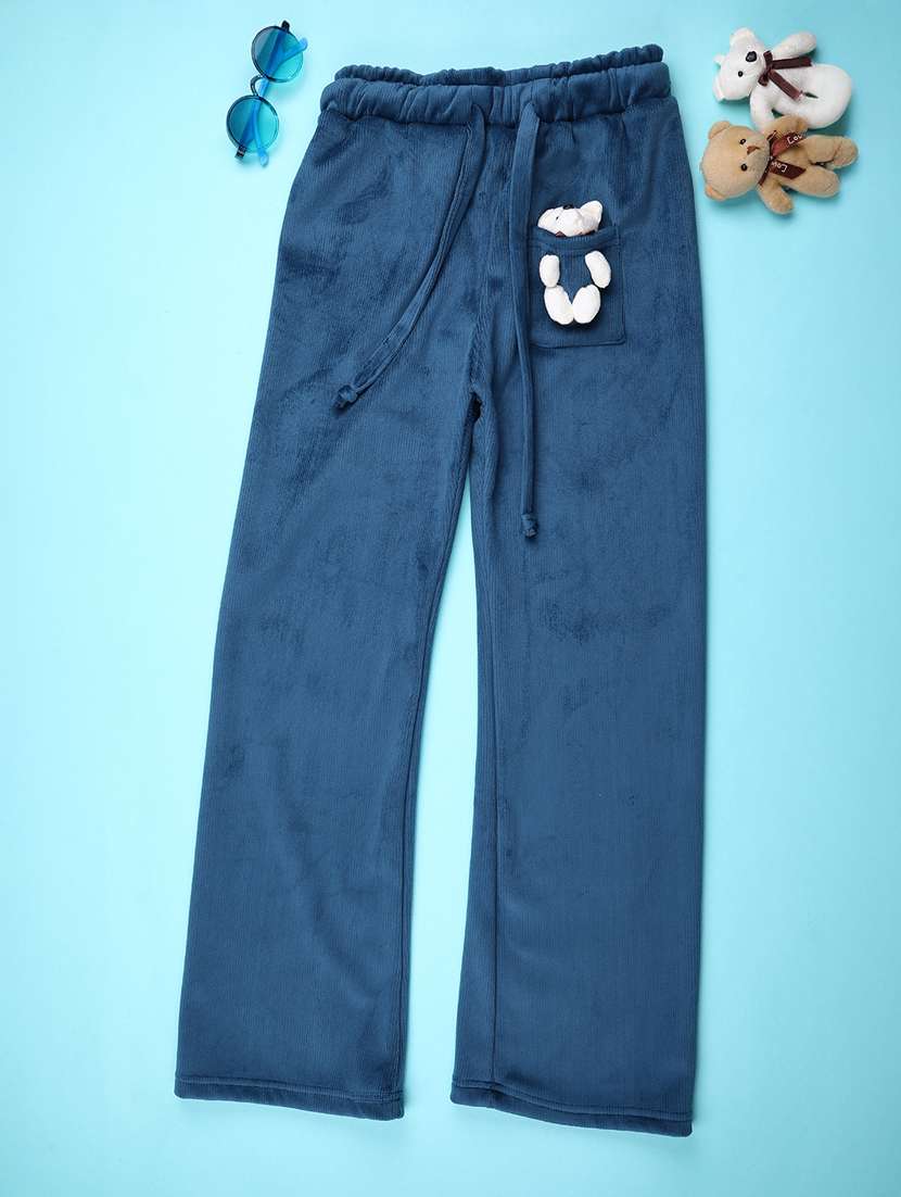 girls solid mid rise nightwear pyjama