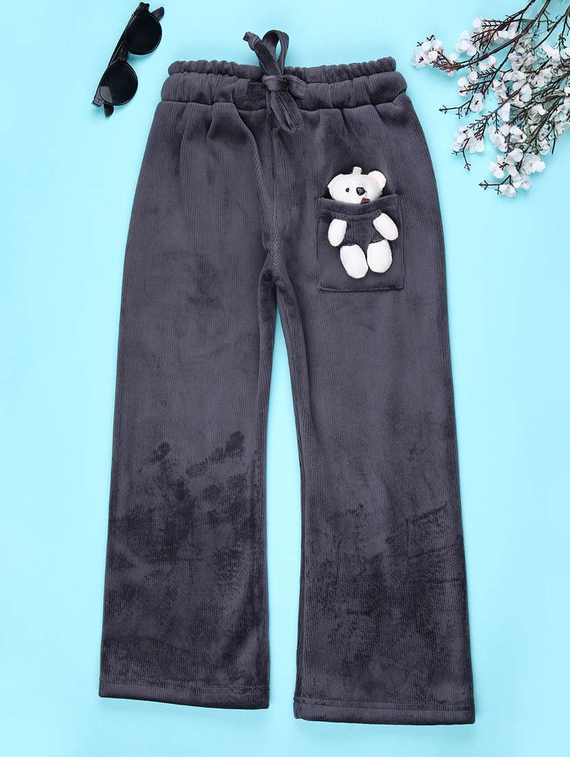 girls solid mid rise nightwear pyjama