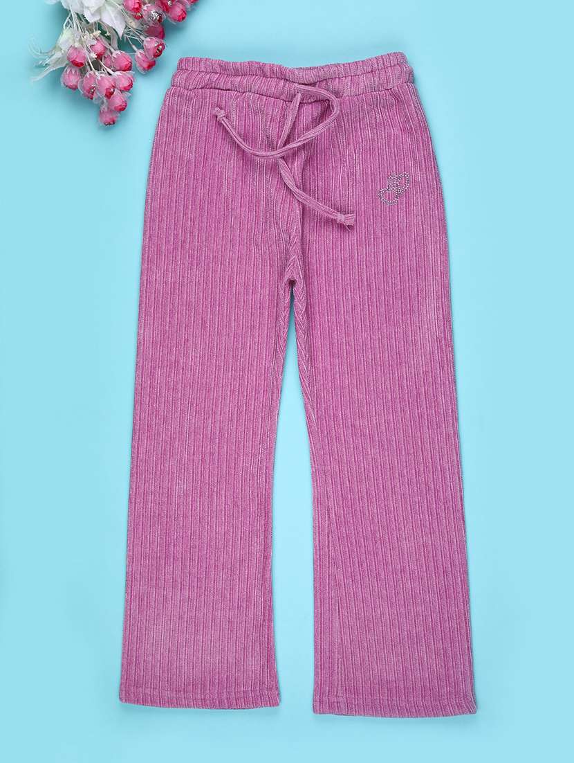 girls solid mid rise nightwear pyjama