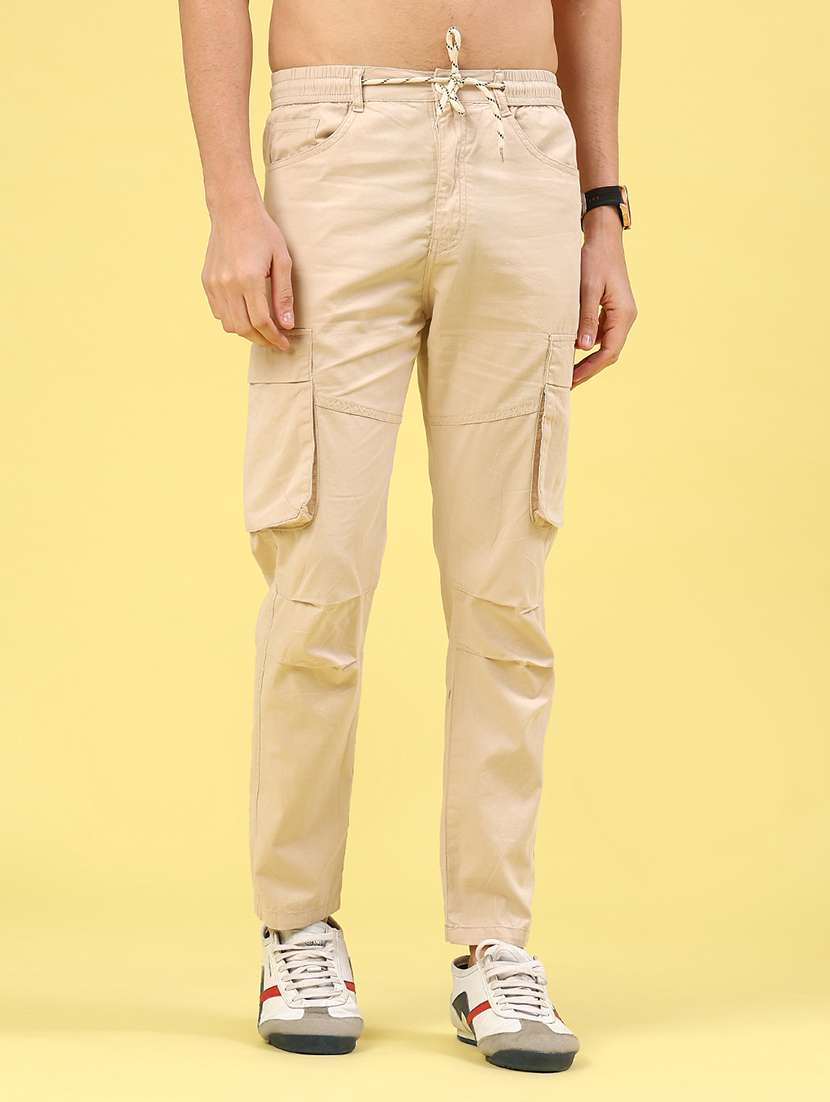 men beige cotton cargo
